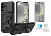 Etui pancerne do SAMSUNG GALAXY S24 PLUS Slide Ring czarny + folia ochronna