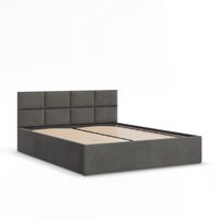 Łóżko Ramowe BORGO CIEMNY SZARY Tapicerowane Podwójne 140x200 VELVET