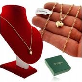 ZŁOTY ŁAŃCUSZEK DAMSKI SINGAPUR + KLASYCZNE SERCE 18K NA URODZINY DLA