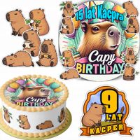 ZESTAW OPŁATEK NA TORT 20CM + 16 POSTACI - KAPIBARA + IMIĘ 15CM 18CM