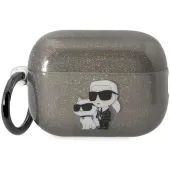 Etui Karl Lagerfeld Glitter Karl&Choupette na AirPods Pro 2 - czarne
