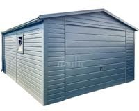 Garaż Blaszany 4x5,5m Brama uchylna Okno antracyt Rynny Dach Dwuspad TS763