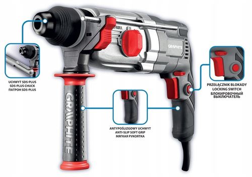 GRAPHITE MŁOTOWIERTARKA SDS+ udar 3.4J 900W 4 funkcje WIERTARKA 58G539 na Arena.pl