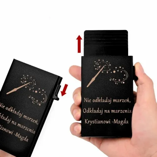 PORTFEL Etui na Karty PREZENT DLA NIEJ DLA NIEGO TATY URODZINY + GRAWER na Arena.pl