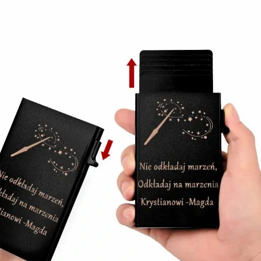 PORTFEL Etui na Karty PREZENT DLA NIEJ DLA NIEGO TATY URODZINY + GRAWER zdjęcie 2