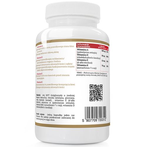 PROGRESS ADEK Complex WITAMINY A D3 E K2 MK-7 w OLEJU MCT 120 KAPS na Arena.pl
