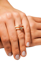 Pierścionek z naturalnych pereł + błękitny naturalny kamień