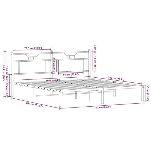 Łóżko bez materaca, brązowy dąb, 160x200 cm na Arena.pl