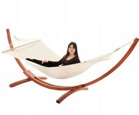 HAMAK ZE STELAZEM DREWNIANY OGRODOWY TURYSTYCZNY FOTEL KOKON WISZACY