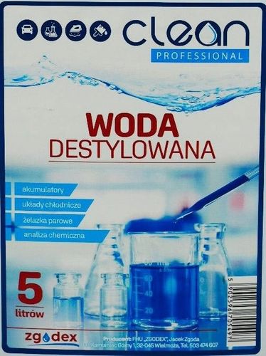WODA DESTYLOWANA CLEAN PROFESSIONAL ZGODEX 4x5 L na Arena.pl