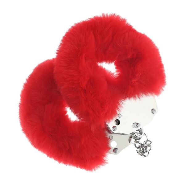 kajdanki heavy-duty fluffy handcuffs red ouch! zdjęcie 1