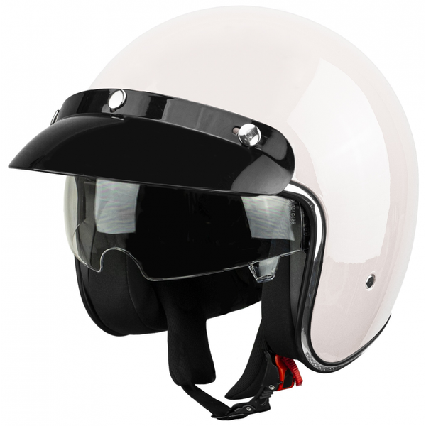 Kask na skuter motocyklowy otwarty z daszkiem BB 588 -przeźroczysta blenda XL biały zdjęcie 1