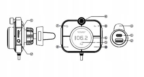 Transmiter FM Bluetooth Ładowarka USB QC SAVIO TR-14 Zestaw na Arena.pl