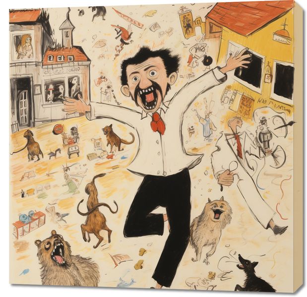 Obraz 90x90cm Chaos w Miasteczku zdjęcie 1
