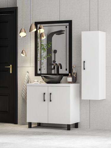 ZESTAW MEBLI ŁAZIENKOWYCH 80 szafka umywalka słupek w. (W2) + EC na Arena.pl