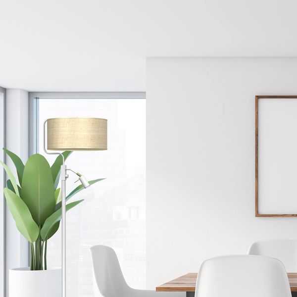 Podłogowa lampa stojąca Marshall do salonu biała ratan zdjęcie 5