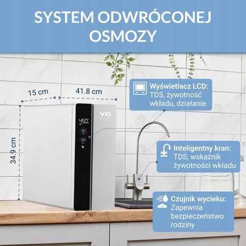 SYSTEM ODWRÓCONEJ OSMOZY ViO BP-D800G z SMART-KRANEM - WYDAJNOŚĆ 2,1 l/m na Arena.pl