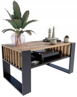 Ława stolik kawowy IGA wotan-czarny z lamelami loft retro rustykalny