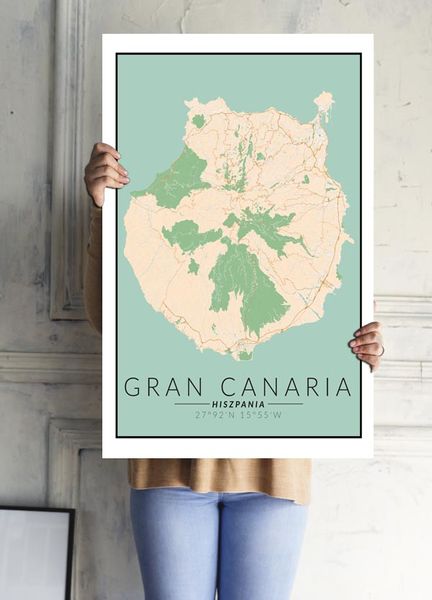 Gran Canaria mapa kolorowa - plakat 40x60 cm zdjęcie 2