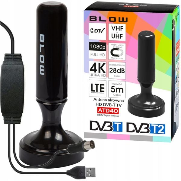 DEKODER TUNER TV DVB-T2 HEVC H.265 FULL HD MINI PILOT ANTENA 4x BATERIA AAA zdjęcie 6