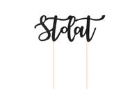 Topper na tort, STO LAT, czarny, 14 cm x 13 cm