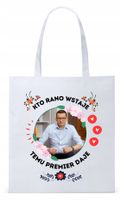 Mateusz Morawiecki Pis Torba Eco Biała Shopper Z Nadrukiem Ze Zdjęciem