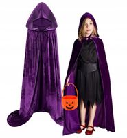 DŁUGA PELERYNA FIOLETOWA CZARODZIEJ STRÓJ NA HALLOWEEN BAL 128/134 KOSZYK