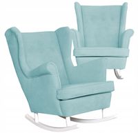 Fotel uszak bujany skandynawski welur Hunter Family Meble błękitny