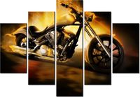 105CM 150CM OBRAZ 5 ELEM MOTOCYKL OGNIU DRUK