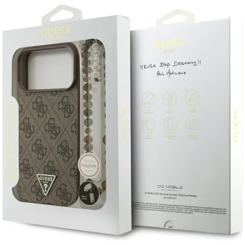 etui guess 4g strap triangle logo magsafe na iphone 17 pro max - brązowe na Arena.pl