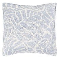 Poszewka dekoracyjna REMO 40x40 drukawana biała niebieskie liście