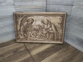 Ikona Obraz Płaskorzeźba ślub rocznica Święta Rodzina II rama prezent 40 cm