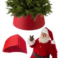 Osłona pod choinkę NA STOJAK kosz choinkowy SKŁADANA 60cm czerwona plastik