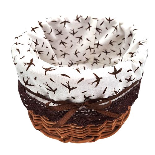 Koszyk Wiklinowy z Wkładką Materiałową Handmade Dekoracja 19x12 cm na Arena.pl