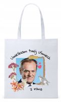 Donald Tusk Platforma Torba Eco Biała Shopper Z Nadrukiem Ze Zdjęciem