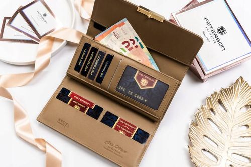 duży, poziomy portfel damski ze skóry ekologicznej - peterson na Arena.pl