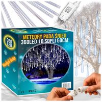 METEORY 10 SPOLI 50 CM 360 LED LAMPKI PADAJĄCY ŚNIEG SOPLE GIRLANDA 8 m