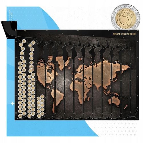 Skarbonka na 5 zł Mapa Świata | Prezent dla podróżnika | Prezent na na Arena.pl