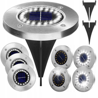 LAMPKI SOLARNE WBIJANE DYSK NAJAZDOWE 16 LED WODOODPORNE OGRODOWE X4 SZT
