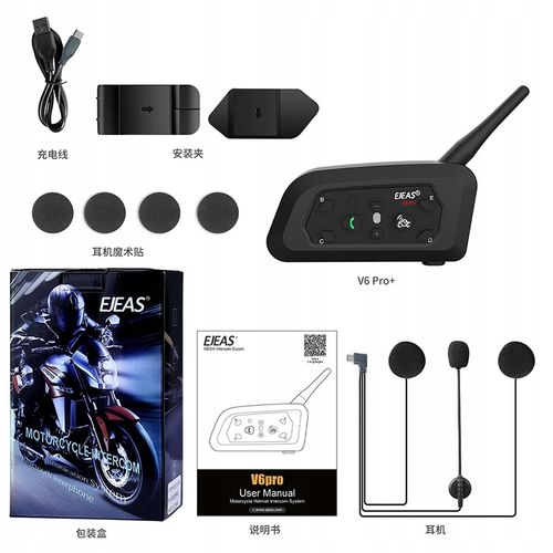 EJEAS V6 PRO + INTERKOM MOTOCYKLOWY 1 kask BLUETOOTH USB-C na Arena.pl