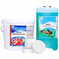2 x Chlor tabletki do basenu multi 3kg 200g + preparat na glony antyglon 3,