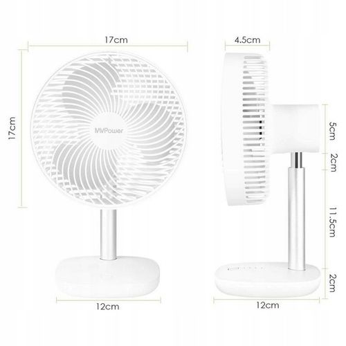 Wentylator biurkowy wiatrak bezprzewodowy akumulatorowy 4 tryby USB 5000mAh na Arena.pl