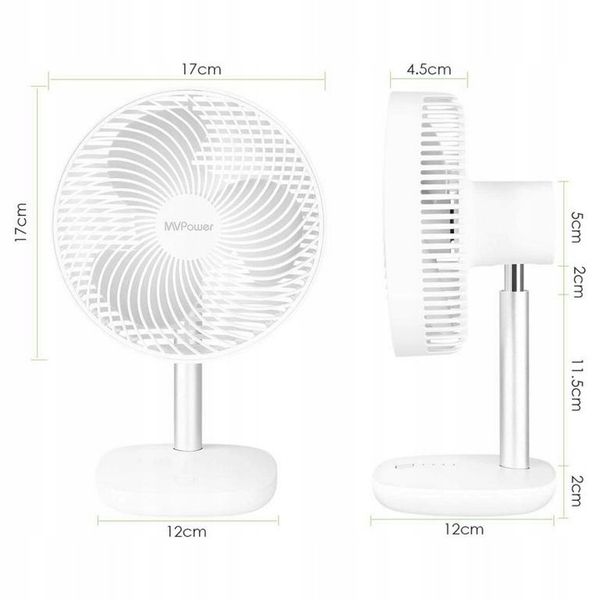 Wentylator biurkowy wiatrak bezprzewodowy akumulatorowy 4 tryby USB 5000mAh zdjęcie 4