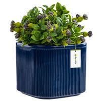 Doniczka osłonka ceramiczna Granatowa 14,5 cm H13,5 cm Połysk Nowoczesna