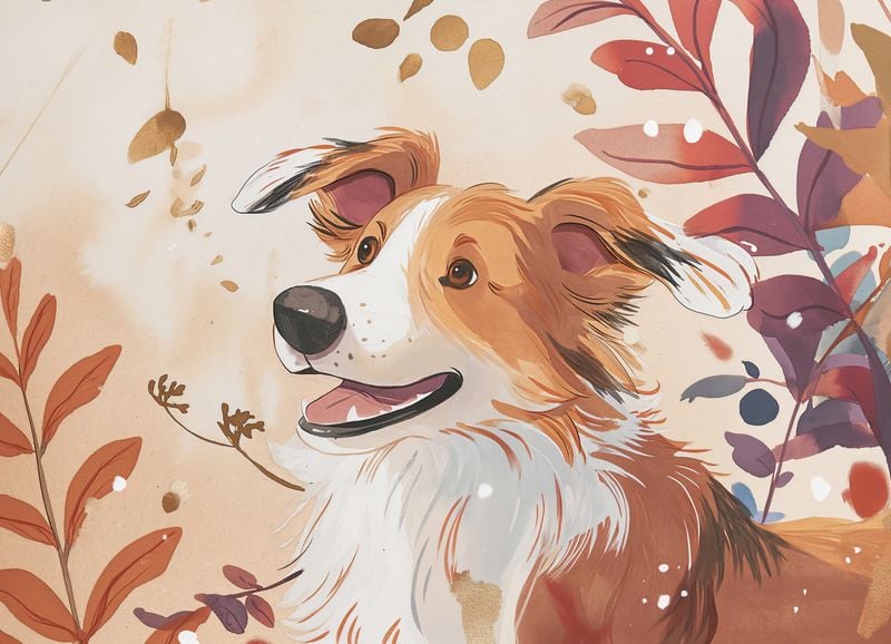 Plakat 18x13cm Collie Jesienną Porą zdjęcie 1