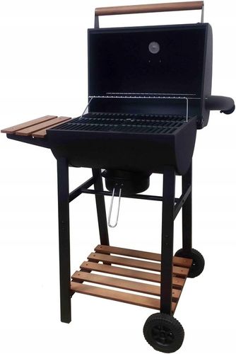 Grill węglowy na kółkach beczka otwierany z rusztem żeliwnym termometr stal na Arena.pl