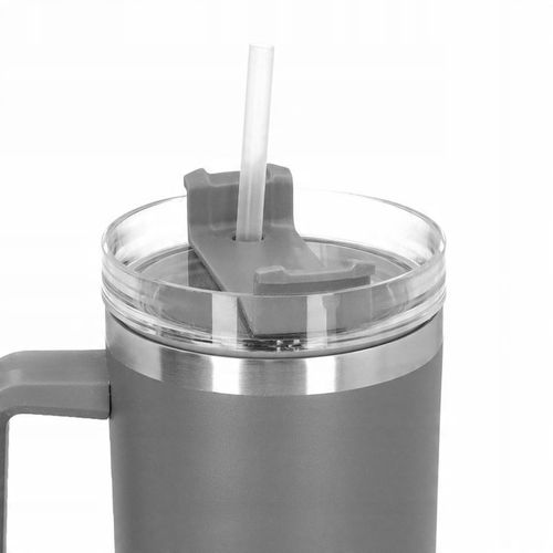 Kubek termiczny ze słomką próżniowy na kawę herbatę szary duży 1,2l na Arena.pl