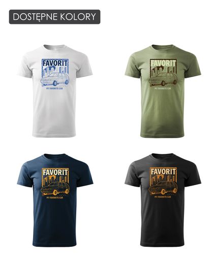 Koszulka z samochodem Skoda ze Skodą Favorit PRL legend męska khaki REGULAR S na Arena.pl