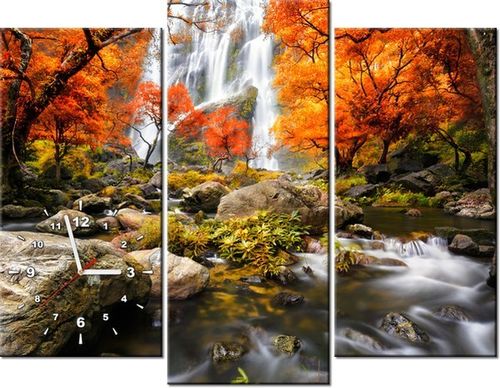 90CM 70 ZEGAR 3 ELEM JESIENNY WODOSPAD SCIENNY DRUK na Arena.pl