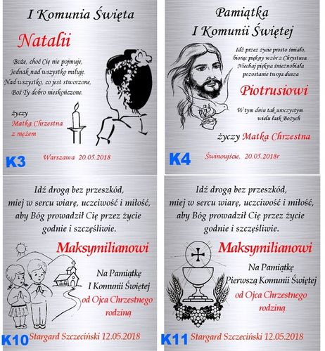 Srebrny Łańcuszek 925 Medalik Komunia Chrzest Dla Chłopca Grawer na Arena.pl